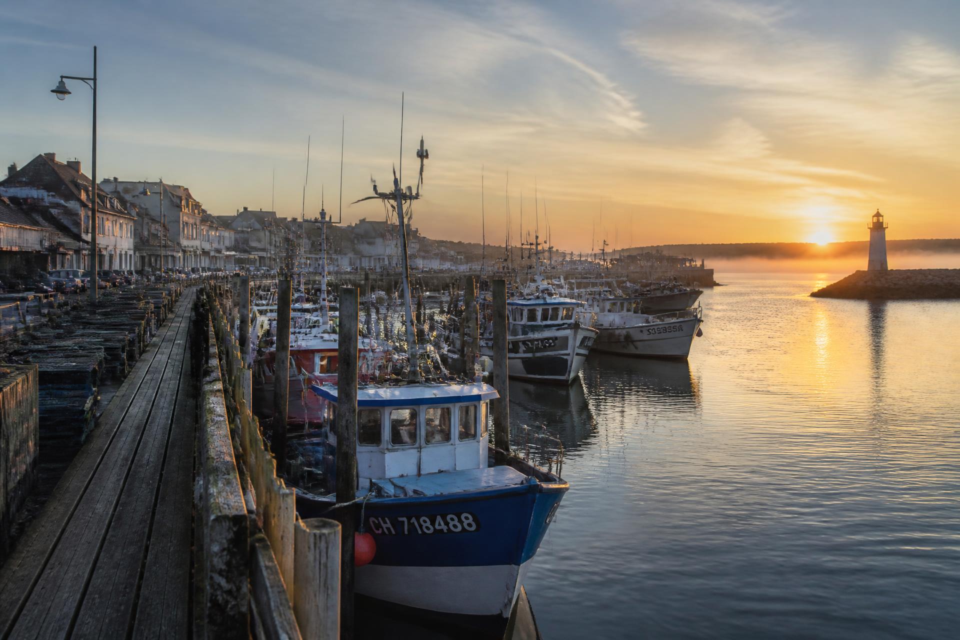 Coucher de soleil sur le Port de Carteret — Barneville-Carteret, Normandie